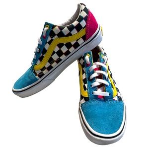❤️❤️Vans Checkerboard Low Top Sneakers in Teal, Yellow & Pink